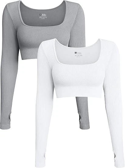 Workout Exercise Long Sleeve Crop Tops